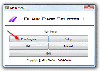 Run Blank Page Splitter