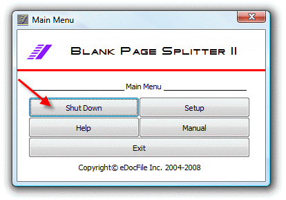 Shut Down Blank Page Splitter