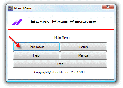 shutting down blank page removal